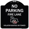 Signmission No Parking Fire Lane Violators Booted or Towed Heavy-Gauge Aluminum Sign, 18" x 18", BW-1818-23737 A-DES-BW-1818-23737 - alternate 1